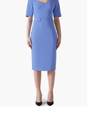 LK Bennett Sweetheart Neckline Midi Dress in Periwinkle
